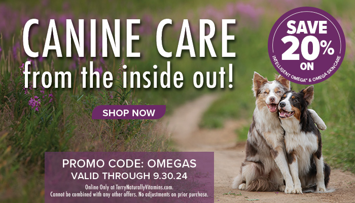 CANINE CARE from the inside out! • Save 20% on Intelligent Omega & Omega Skincare • Promo Code: OMEGAS